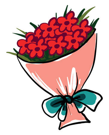 Flowers bouquet, illustration, vector on white background.のイラスト素材