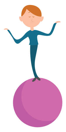 Girl on the ball, illustration, vector on white background.のイラスト素材