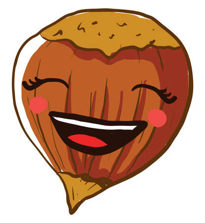Happy hazelnut, illustration, vector on white background.のイラスト素材