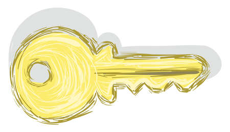 Yellow key, illustration, vector on white background.のイラスト素材