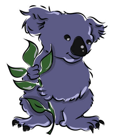 Purple koala, illustration, vector on white background.のイラスト素材