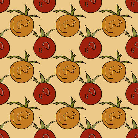 Tomatoes pattern, illustration, vector on white background.のイラスト素材
