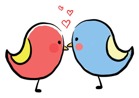 Love birds, illustration, vector on white background.のイラスト素材