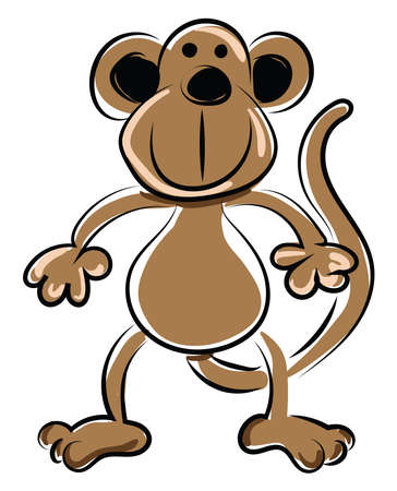 Monkey toy, illustration, vector on white background.のイラスト素材