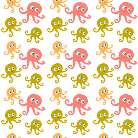 Octopus pattern, illustration, vector on white background.のイラスト素材