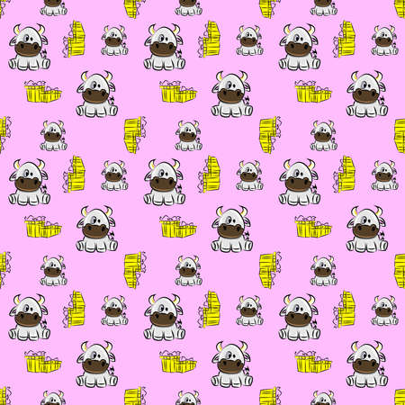 Cow pattern, illustration, vector on white background.のイラスト素材