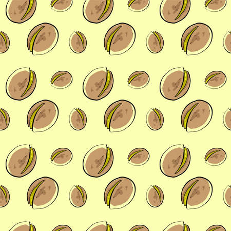 Pistachio pattern, illustration, vector on white background.のイラスト素材