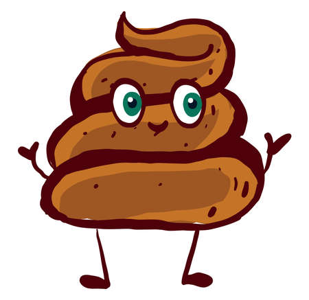 Happy poop, illustration, vector on white background.