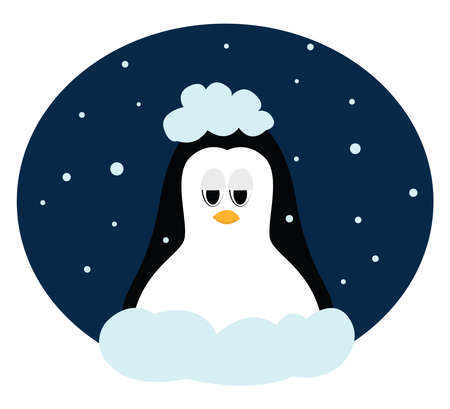 Penguin in snow, illustration, vector on white background.のイラスト素材