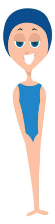Girl swimmer, illustration, vector on white background.のイラスト素材