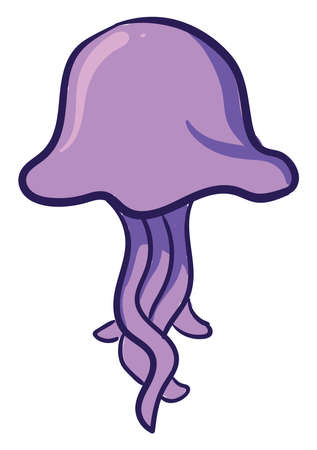 Purple jellyfish, illustration, vector on white background.のイラスト素材