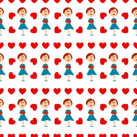 Lovers pattern, illustration, vector on white background.のイラスト素材