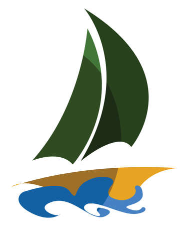 Boat on water, illustration, vector on white background.のイラスト素材