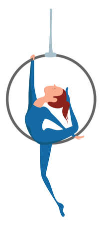 Aerialist girl, illustration, vector on white background.のイラスト素材