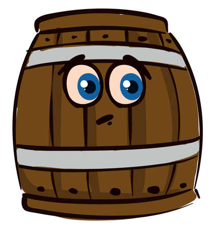 Sad barrel, illustration, vector on white background.のイラスト素材