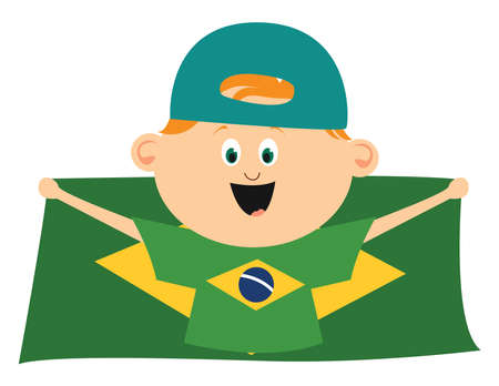 Brazil fan, illustration, vector on white background.のイラスト素材