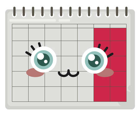 Cute calendar, illustration, vector on white background.のイラスト素材