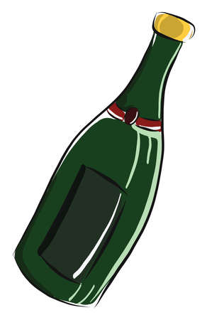 Bottle of champagne, illustration, vector on white background.のイラスト素材