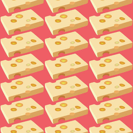 Cheese pattern, illustration, vector on white background.のイラスト素材