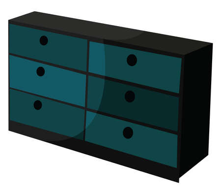 Chest of drawers, illustration, vector on white background.