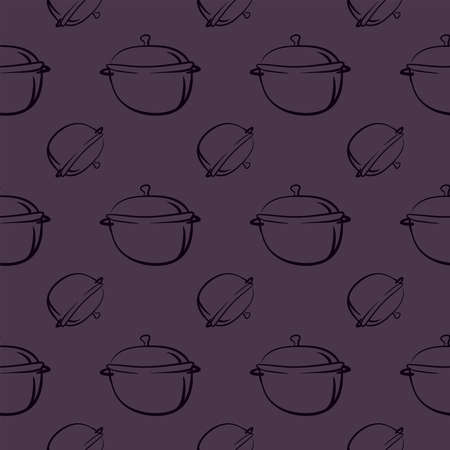 Cooking pan pattern, illustration, vector on white background.のイラスト素材