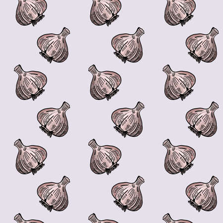 Garlic pattern, illustration, vector on white background.の写真素材