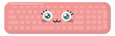 Pink keyboard, illustration, vector on white background.