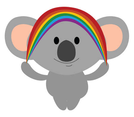 Koala with rainbow, illustration, vector on white background.のイラスト素材