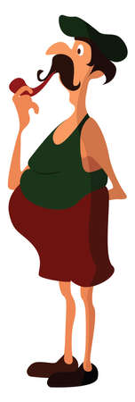 Man with pipe, illustration, vector on white background.のイラスト素材