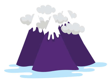 Mountains in clouds, illustration, vector on white background.のイラスト素材