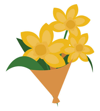 Yellow flowers, illustration, vector on white background.のイラスト素材