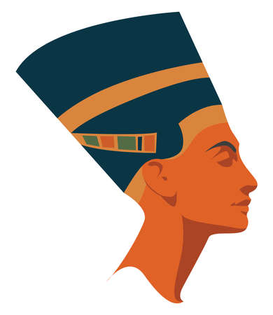 Nefertiti, illustration, vector on white background.のイラスト素材