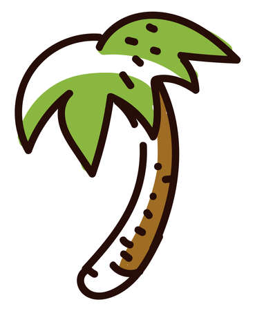 Flat palm tree, illustration, vector on white background.のイラスト素材