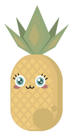 Pineapple fruit, illustration, vector on white background.のイラスト素材