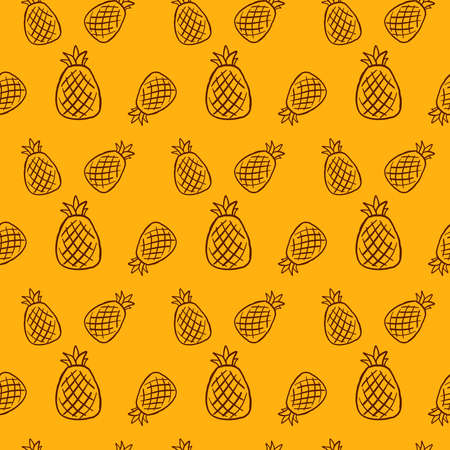 Pineapple pattern, illustration, vector on white background.のイラスト素材