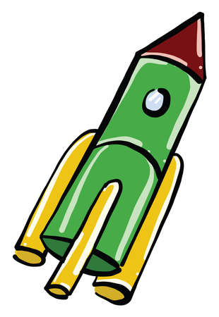 Green rocket, illustration, vector on white background.のイラスト素材