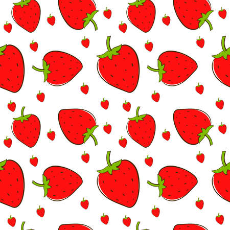 Strawberry wallpaper, illustration, vector on white background.のイラスト素材