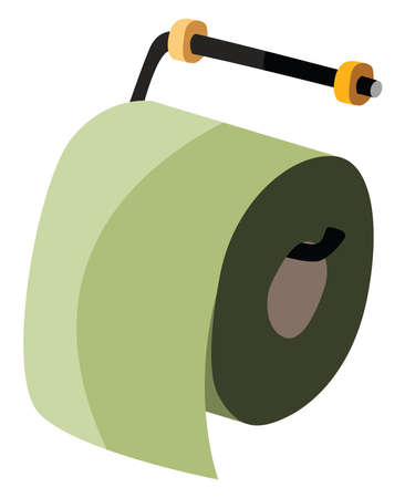 Green toilet paper, illustration, vector on white background.のイラスト素材