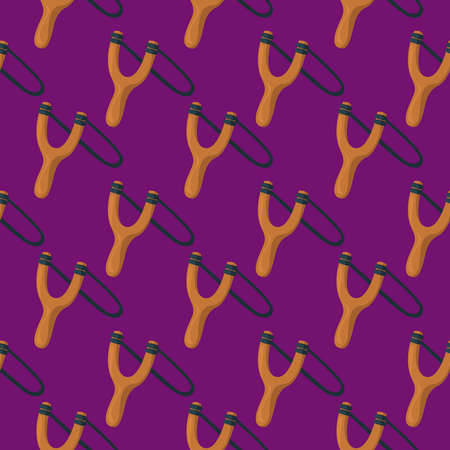 Wooden sling shot pattern, illustration, vector on white background.のイラスト素材
