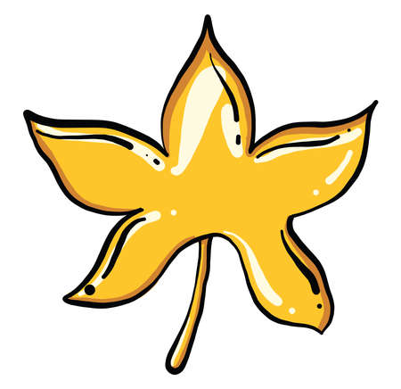 Yellow leaf, illustration, vector on white background.のイラスト素材