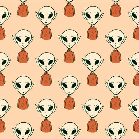 Aliens pattern, illustration, vector on white backgroundのイラスト素材