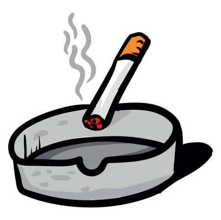 Ashtray and cigarette, illustration, vector on white backgroundのイラスト素材