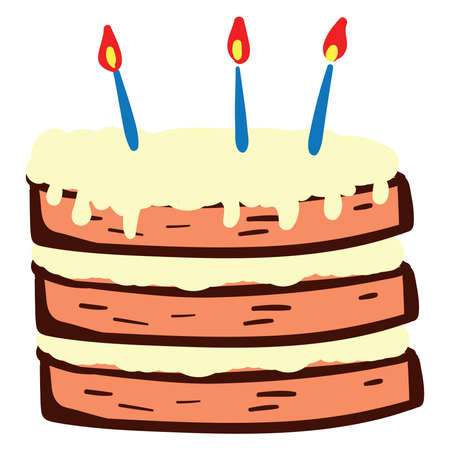 Birthday cake, illustration, vector on white background