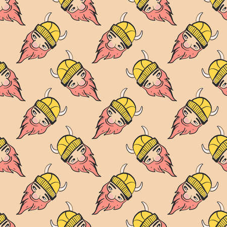Vikings head pattern, illustration, vector on white backgroundのイラスト素材