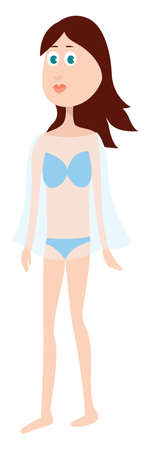 Woman in blue swim suit, illustration, vector on white backgroundのイラスト素材