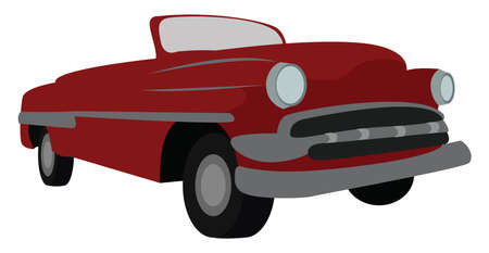 Red retro car, illustration, vector on white backgroundのイラスト素材