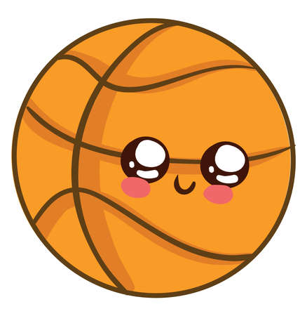 Cute basketball, illustration, vector on white backgroundのイラスト素材