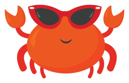 Crab with glasses, illustration, vector on white backgroundのイラスト素材