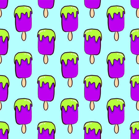 Ice cream pattern, illustration, vector on white background