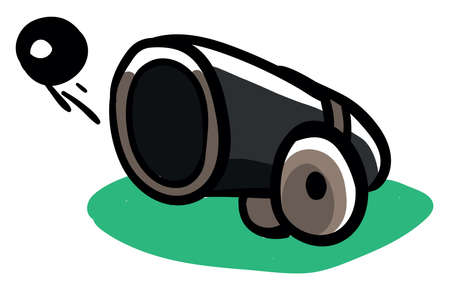 Cannon drawing, illustration, vector on white backgroundのイラスト素材